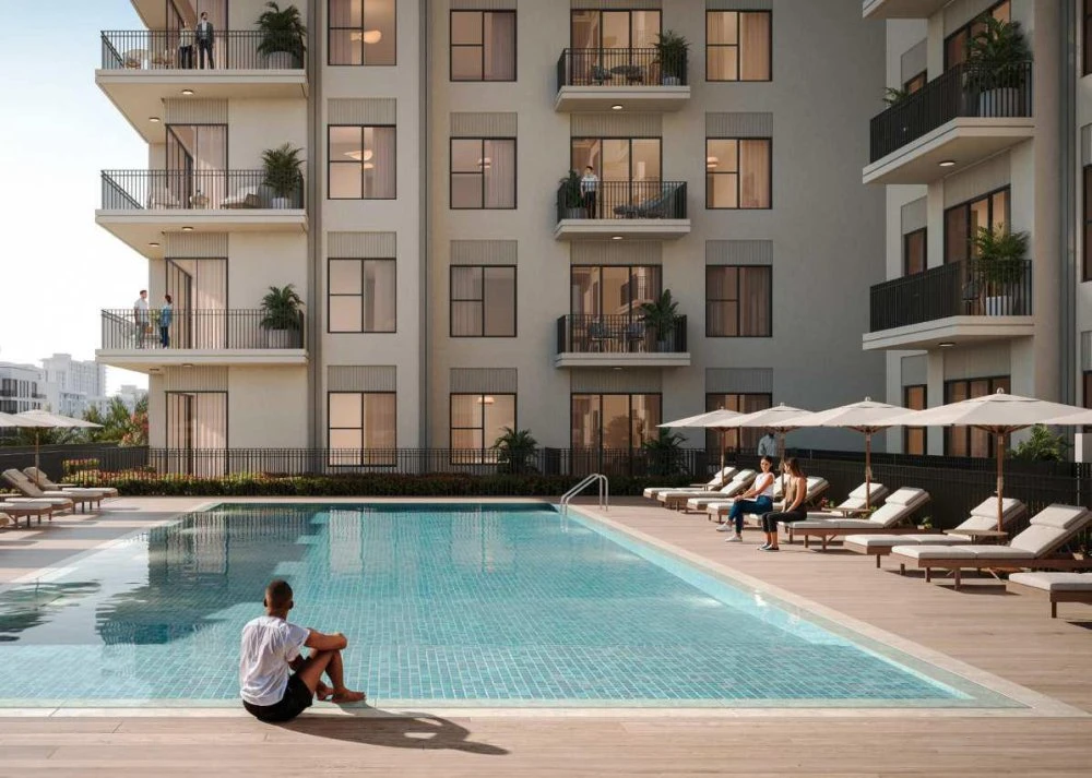 Новая резиденция Ora с бассейном и тренажерным залом, Town Square, Дубай, ОАЭ