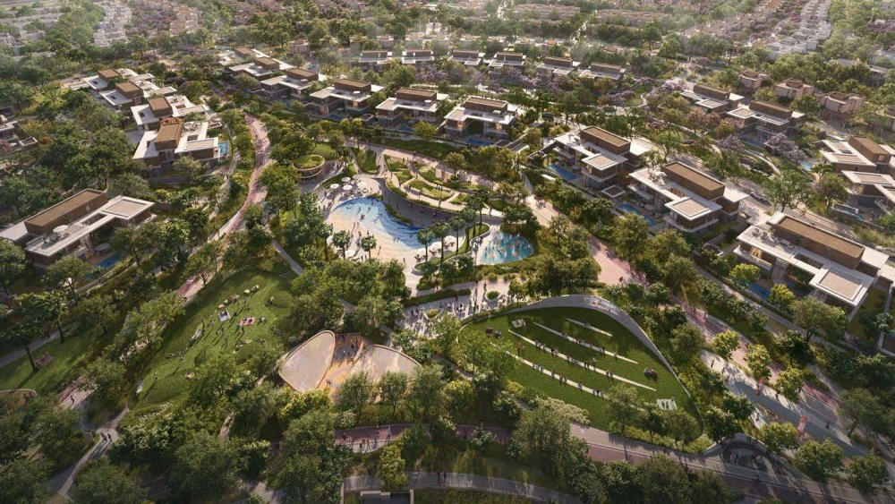 Большой комплекс вилл и таунхаусов Athlon с клубами, бассейнами и пляжем, Dubailand, Дубай, ОАЭ