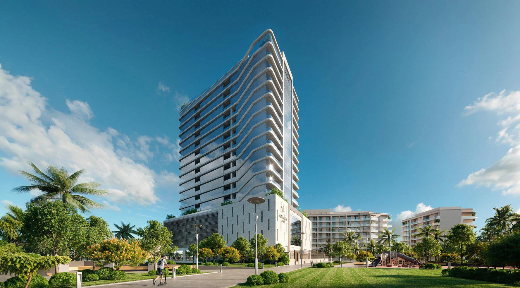 Новая резиденция Adhara star с бассейнами и теннисным кортом, Arjan-Dubailand, Дубай, ОАЭ