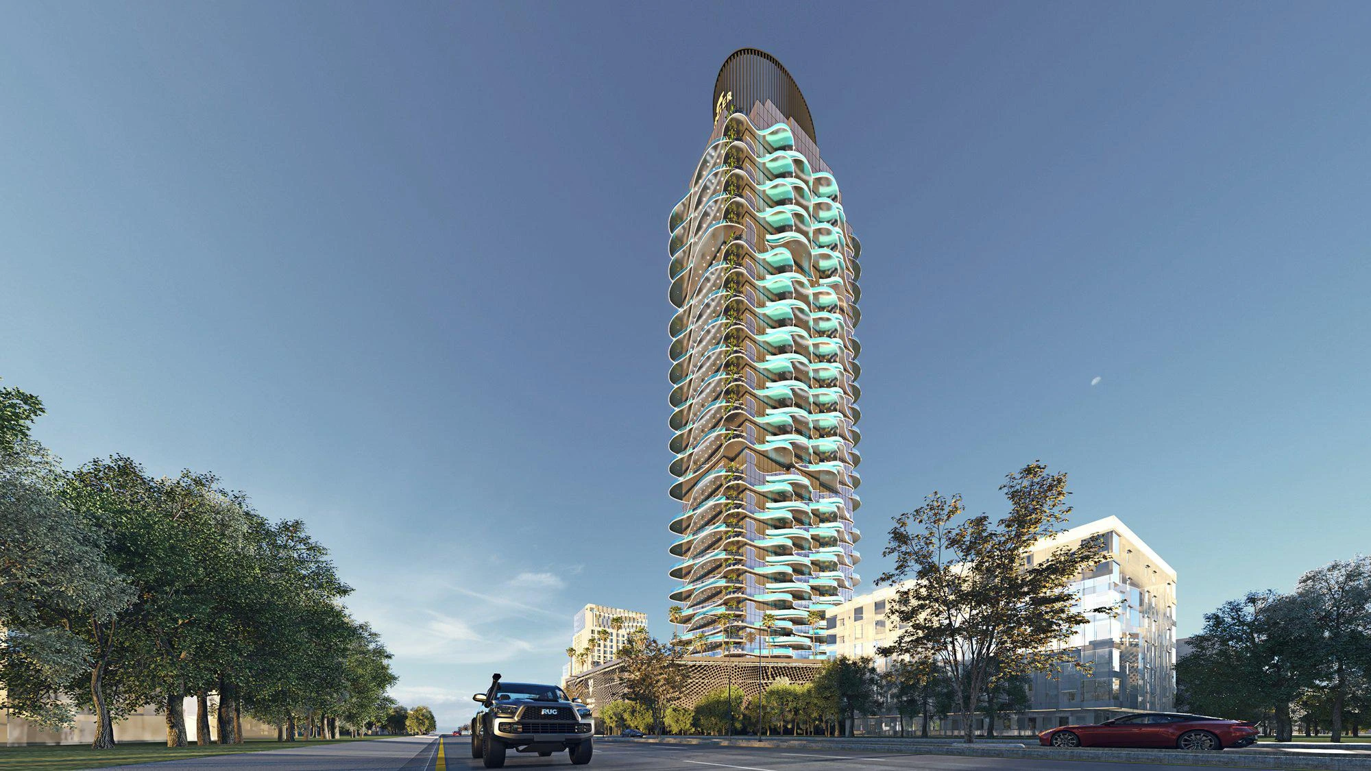 Новый высотный комплекс апартаментов с собственными бассейнами Volga Tower, JVT, Дубай, ОАЭ Новый высотный комплекс апартаментов с собственными бассейнами Volga Tower, JVT, Дубай, ОАЭ