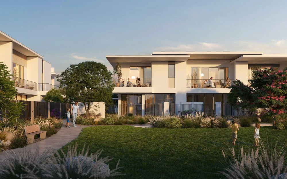 Закрытый комплекс таунхаусов в окружении зелёных пространств и с доступом к собственному пляжу, The Valley, Дубай, ОАЭ