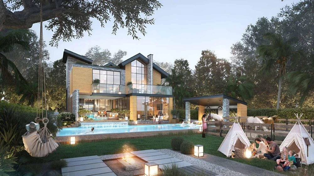 Новый комплекс вилл Hills 2-The Farmhouses с собственным пляжем и полем для гольфа, Damac Hills, Дубай, ОАЭ