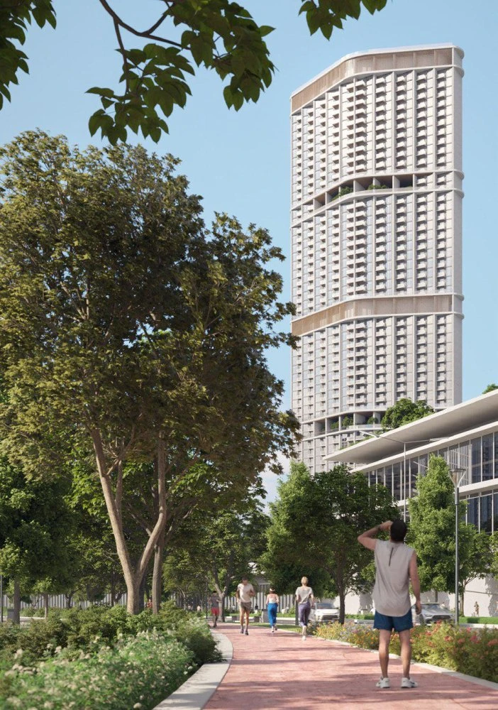 Новая высотная резиденция 360 Riverside Crescent с бассейнами и ресторанами рядом с центром города, Nad Al Sheba 1, Дубай, ОАЭ