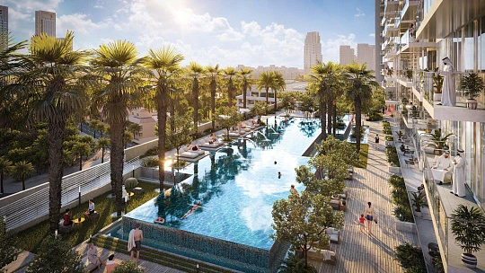 Новая резиденция One Park Central с бассейнами, коворкингом и круглосуточной охраной, JVC, Дубай, ОАЭ