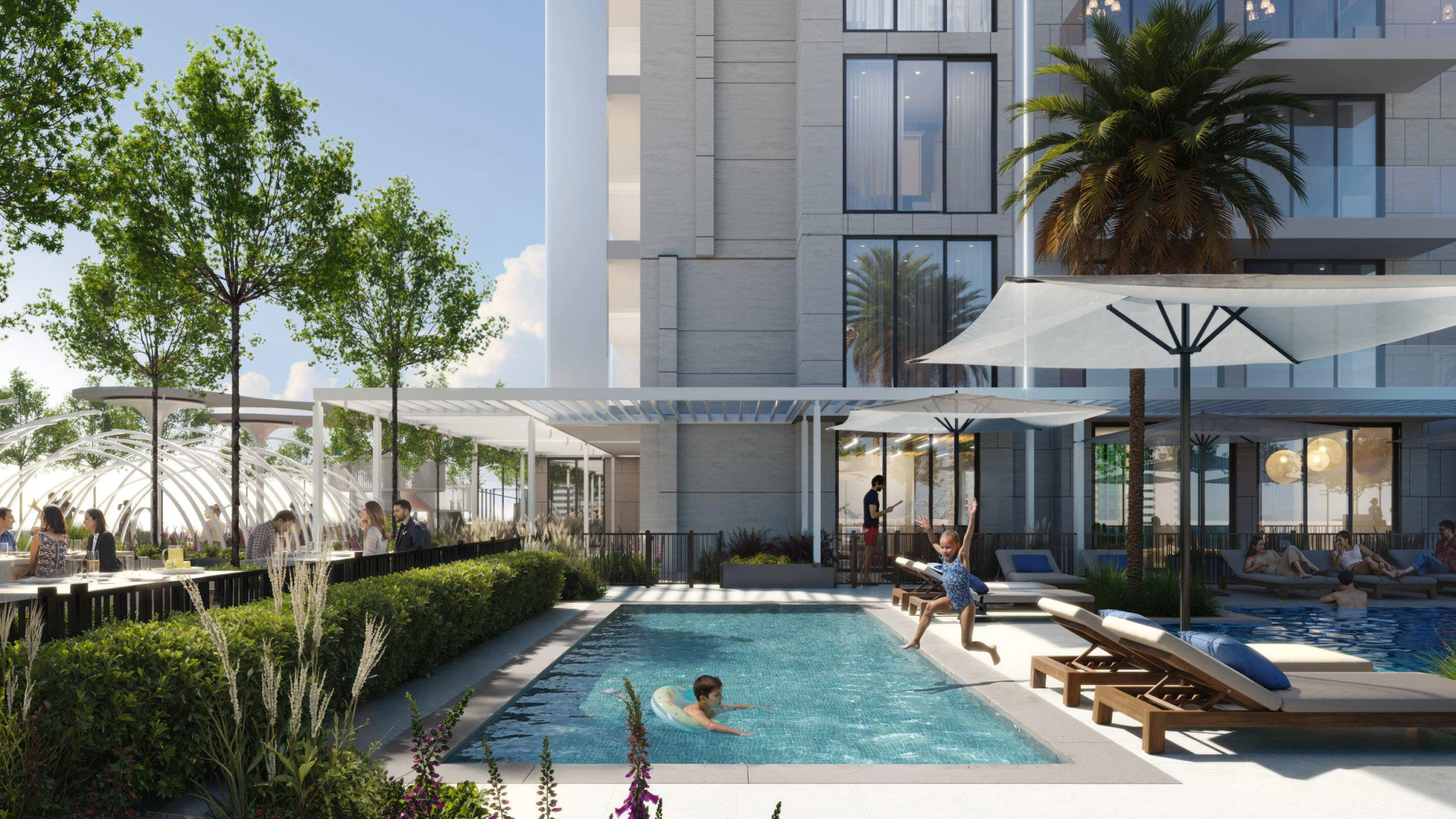 Новая резиденция The FIFTH с бассейнами, садами и консьерж-сервисом, JVC, Дубай, ОАЭ