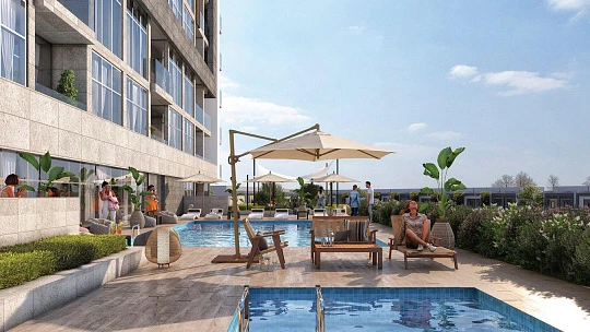 Новый комплекс таунхаусов Verdana Residence 4 с бассейнами и зонами отдыха в центральном районе Дубая, Dubai Investment Park, ОАЭ