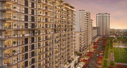 Современные апартаменты с видом на большой зелёный парк в комплексе с магазинами и спортивными площадками, Town Square, Дубай, ОАЭ
