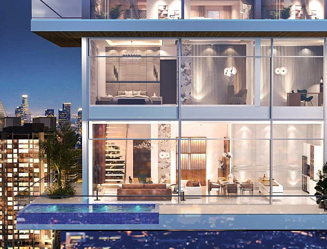 Апартаменты с видом на город, море и озёра, в комплексе Viewz с развитой инфраструктурой, JLT, Дубай, ОАЭ