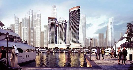 Эксклюзивные люксовые апартаменты Seahaven Sky c видом на пристань для яхт, море, острова, колесо обозрения, Dubai Marina, Дубай, ОАЭ