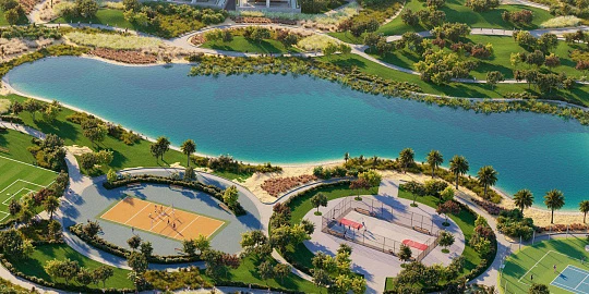 Жилой комплекс Viridis с аквапарком, бассейном, спортивными площадками, с видом на город, DAMAC Hills, Дубай, ОАЭ