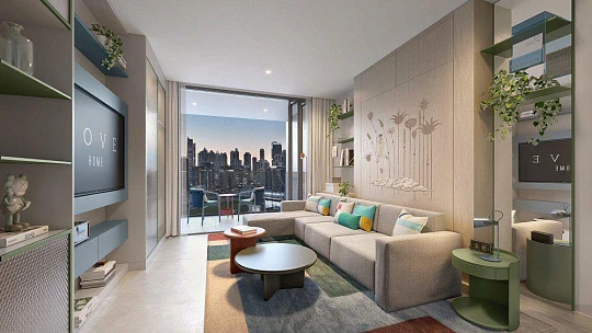 Новый комплекс меблированных апартаментов Rove Home Marasi Drive с бассейнами и коворкингом в центре района Business Bay, Дубай, ОАЭ