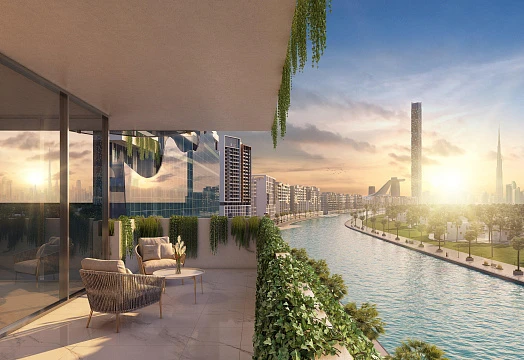 Современная резиденция Riviera IV с бассейном, зелеными зонами и живописным видом в районе MBR City, ОАЭ