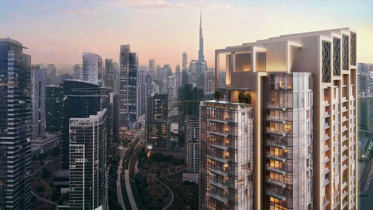 Новая высотная резиденция на берегу канала One River Point с бассейнами рядом с Бурдж Халифа, Business Bay, Дубай, ОАЭ