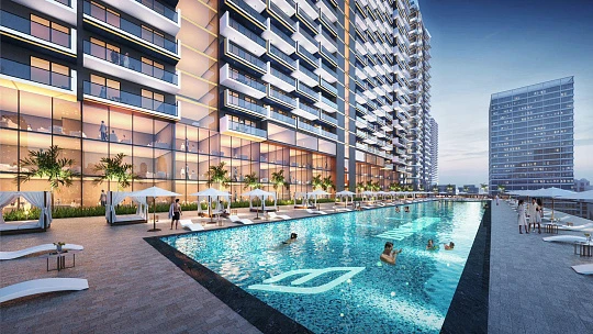 Современная резиденция Corner с бассейнами и спа-зоной рядом с Дубай Марина, JVC, Дубай, ОАЭ