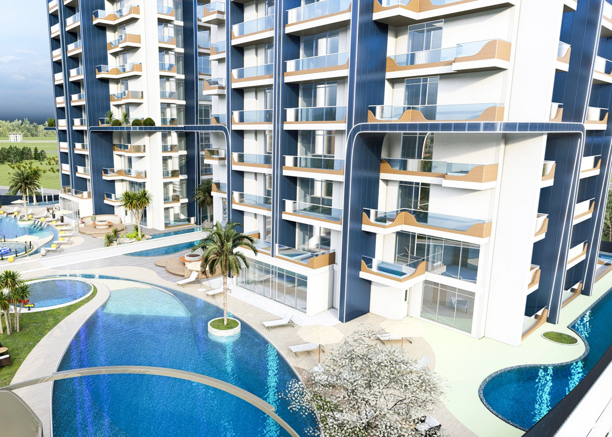 Апартаменты с частными бассейнами, в жилом комплексе Samana Waves II с оздоровительным центром, JVC, Дубай, ОАЭ