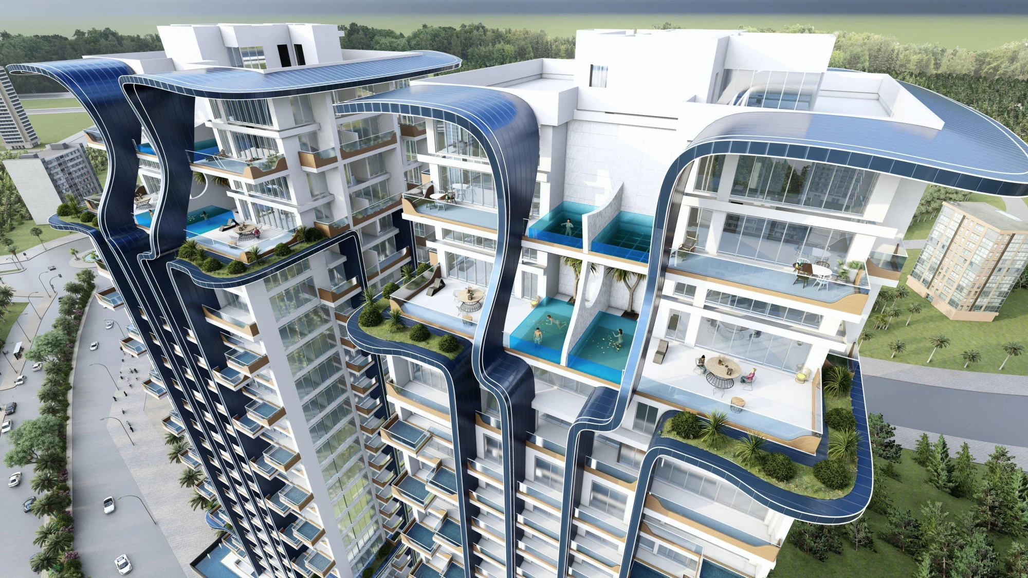 Апартаменты с частными бассейнами, в жилом комплексе Samana Waves II с оздоровительным центром, JVC, Дубай, ОАЭ