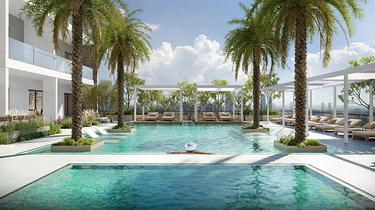 Жилой комплекс с бассейнами и просторным коворкинг-центром, в зелёном районе JVC, Дубай, ОАЭ