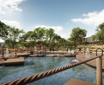 Новый комплекс таунхаусов Shamsa с бассейнами и природным заповедником, Expo City, Дубай, ОАЭ