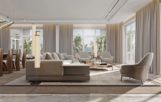 Новая элитная резиденция Raffles penthouses с полем для мини-гольфа и пляжным клубом, Palm Jumeirah, Дубай, ОАЭ