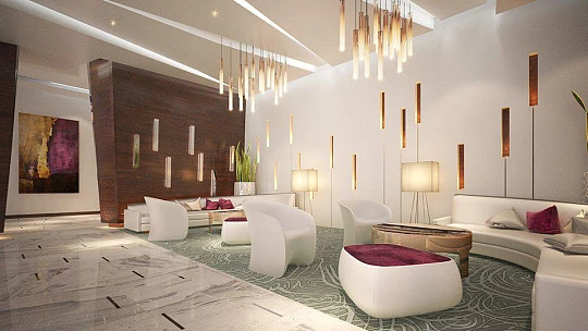 Элитная резиденция Majestine с бассейном и садами в центре района Business Bay, Дубай, ОАЭ