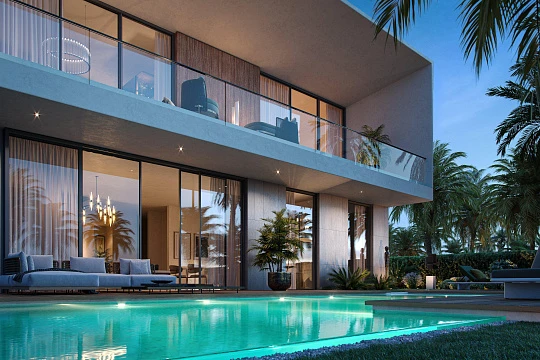 Виллы и дома с частными бассейнами и садами, с видом на лагуну и пляж, в спокойном закрытом районе в MBR City, Дубай, ОАЭ